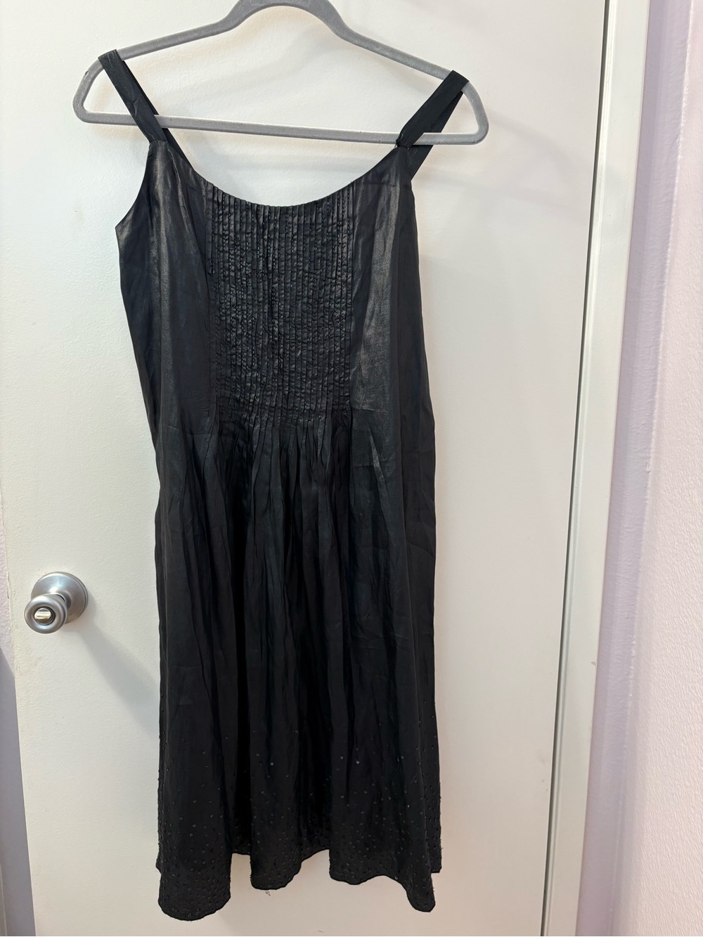 Eileen Fisher Black Sleeveless Pintuck Front Dress Size Small PTP 18/Length 38